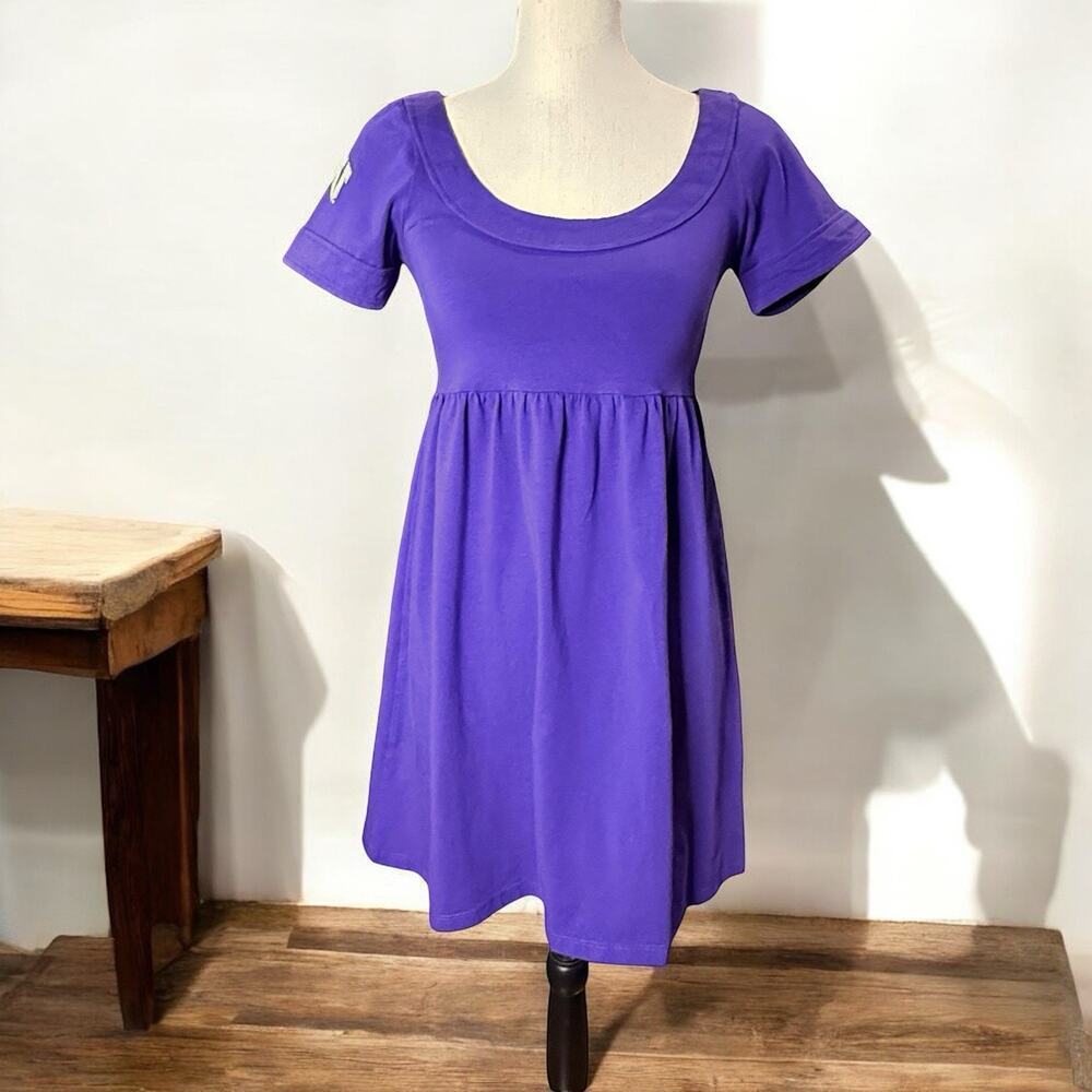 Y2K Ketch the Spirit TCU Game Day Mini Babydoll Dress Womens Purple White Small